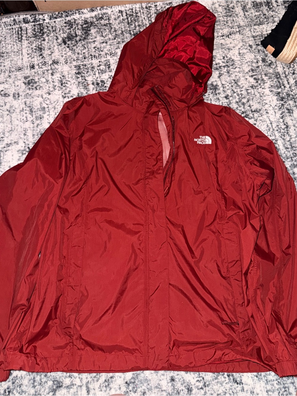 The North Face Men's Crimson Red Hooded Rain Jacket